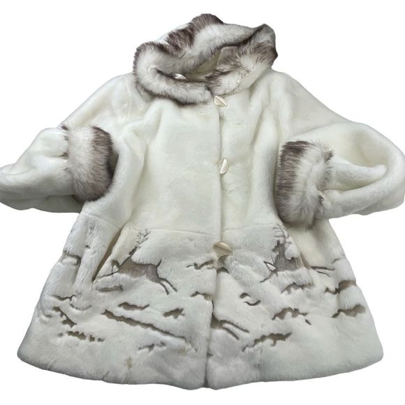 Vintage Penman’s Faux Fur Coat Womens Deer Details Size XL - Picture 1 of 16